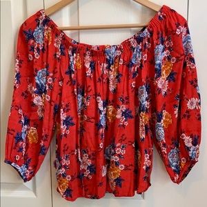 Forever 21 Coral Floral Top